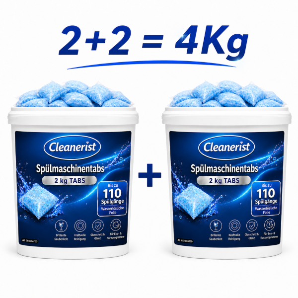 Spülmaschinentabs wasserlösliche Folie - 1 Tab = 18 Gramm - 2x2 kg im Eimer