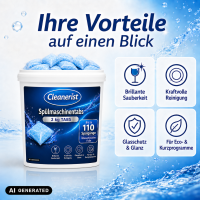Spülmaschinentabs wasserlösliche Folie - 1 Tab = 18 Gramm - 2x2 kg im Eimer